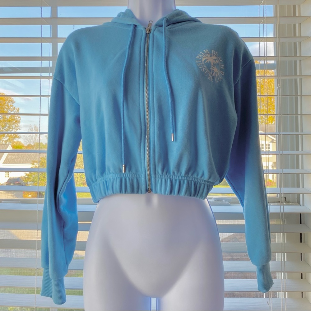 cropped blue palm beach hoodie